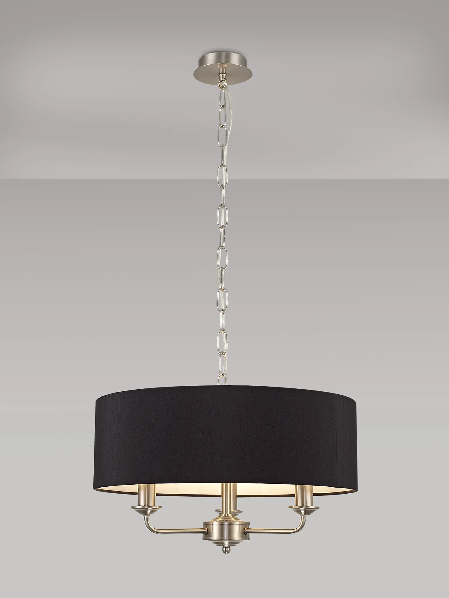 Banyan 45cm 3 Light Pendant Satin Nickel; Black DK0059  Deco Banyan SN BL